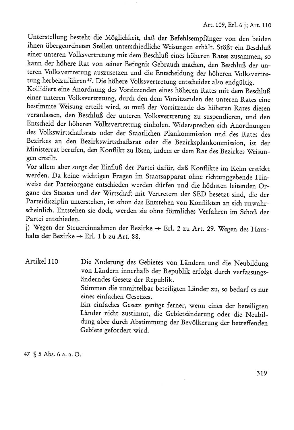 Verfassung der Sowjetischen Besatzungszone (SBZ) Deutschlands [Deutsche Demokratische Republik (DDR)], Text und Kommentar [Bundesrepublik Deutschland (BRD)] 1962, Seite 319 (Verf. SBZ Dtl. DDR Komm. BRD 1962, S. 319)