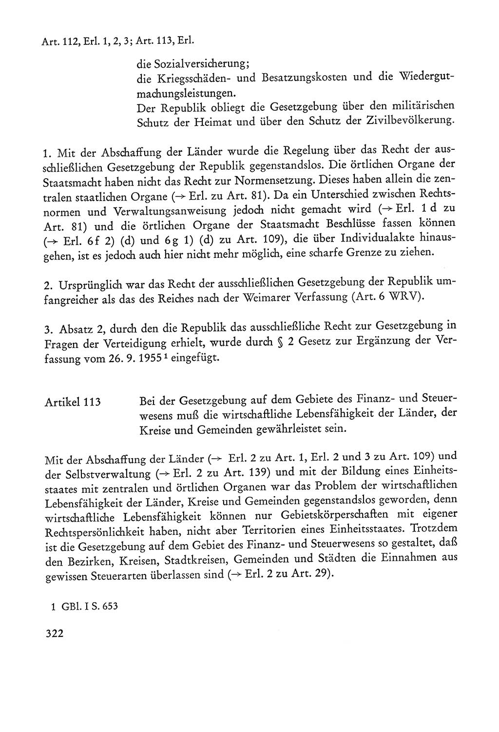 Verfassung der Sowjetischen Besatzungszone (SBZ) Deutschlands [Deutsche Demokratische Republik (DDR)], Text und Kommentar [Bundesrepublik Deutschland (BRD)] 1962, Seite 322 (Verf. SBZ Dtl. DDR Komm. BRD 1962, S. 322)