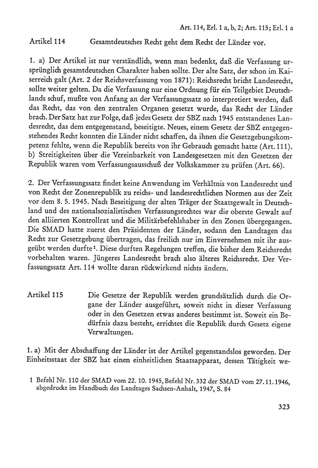 Verfassung der Sowjetischen Besatzungszone (SBZ) Deutschlands [Deutsche Demokratische Republik (DDR)], Text und Kommentar [Bundesrepublik Deutschland (BRD)] 1962, Seite 323 (Verf. SBZ Dtl. DDR Komm. BRD 1962, S. 323)