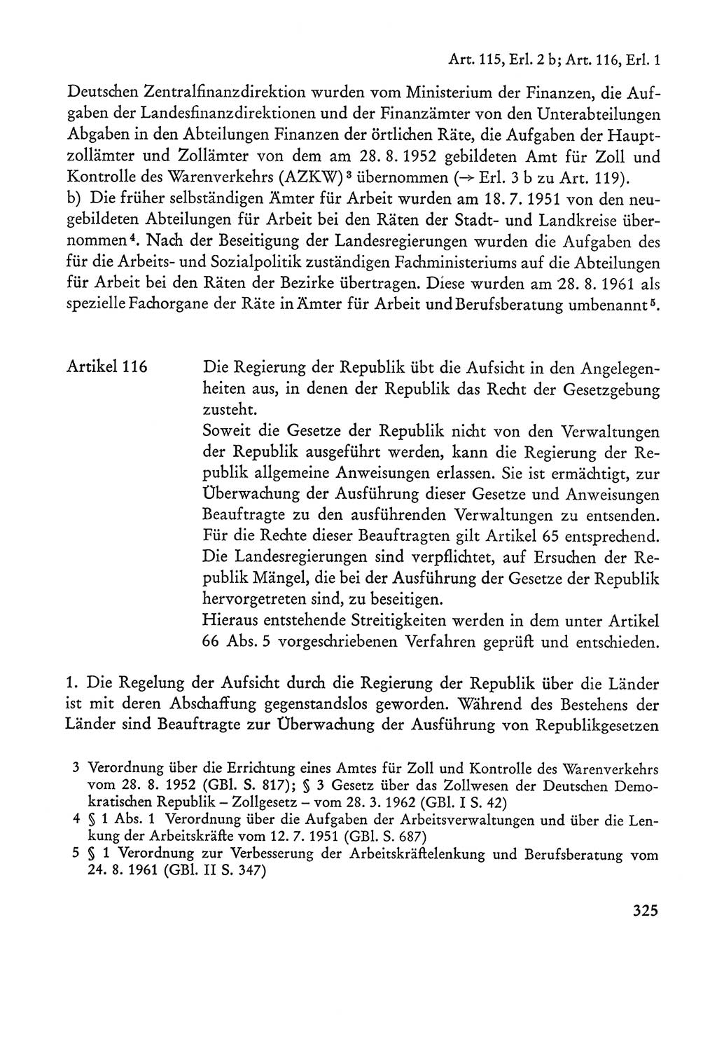 Verfassung der Sowjetischen Besatzungszone (SBZ) Deutschlands [Deutsche Demokratische Republik (DDR)], Text und Kommentar [Bundesrepublik Deutschland (BRD)] 1962, Seite 325 (Verf. SBZ Dtl. DDR Komm. BRD 1962, S. 325)