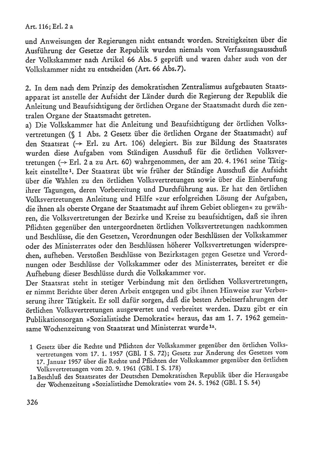 Verfassung der Sowjetischen Besatzungszone (SBZ) Deutschlands [Deutsche Demokratische Republik (DDR)], Text und Kommentar [Bundesrepublik Deutschland (BRD)] 1962, Seite 326 (Verf. SBZ Dtl. DDR Komm. BRD 1962, S. 326)