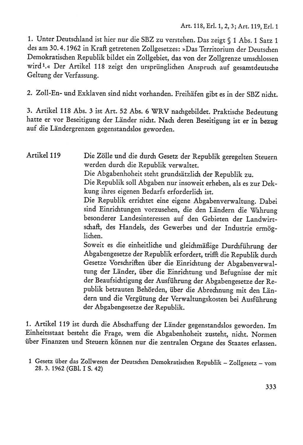 Verfassung der Sowjetischen Besatzungszone (SBZ) Deutschlands [Deutsche Demokratische Republik (DDR)], Text und Kommentar [Bundesrepublik Deutschland (BRD)] 1962, Seite 333 (Verf. SBZ Dtl. DDR Komm. BRD 1962, S. 333)