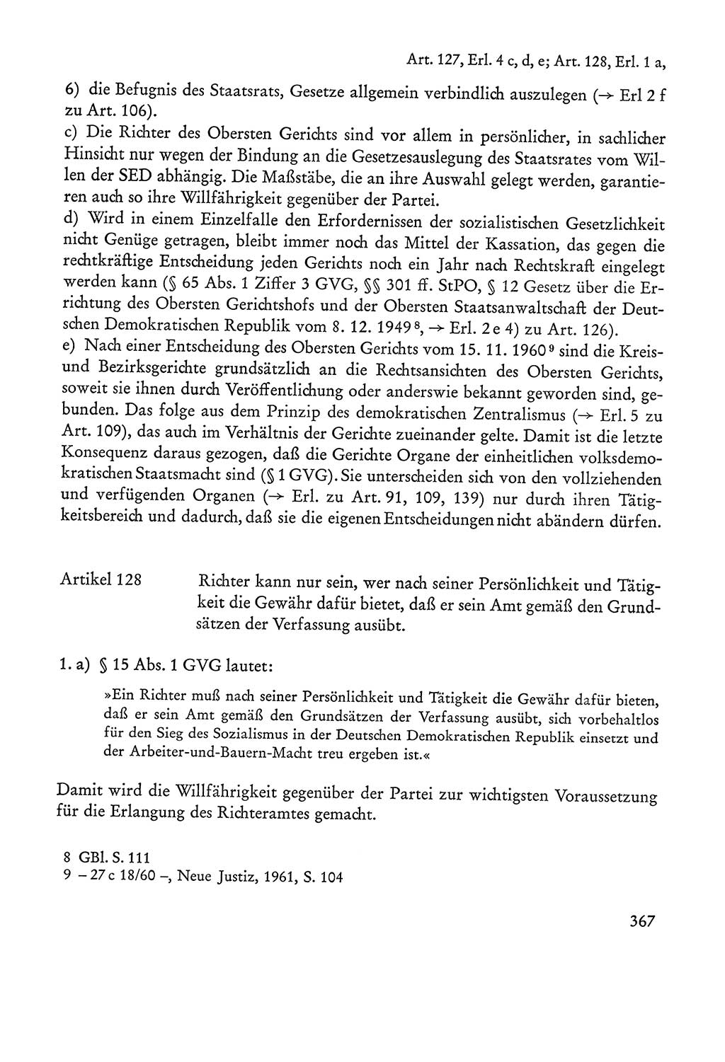 Verfassung der Sowjetischen Besatzungszone (SBZ) Deutschlands [Deutsche Demokratische Republik (DDR)], Text und Kommentar [Bundesrepublik Deutschland (BRD)] 1962, Seite 367 (Verf. SBZ Dtl. DDR Komm. BRD 1962, S. 367)