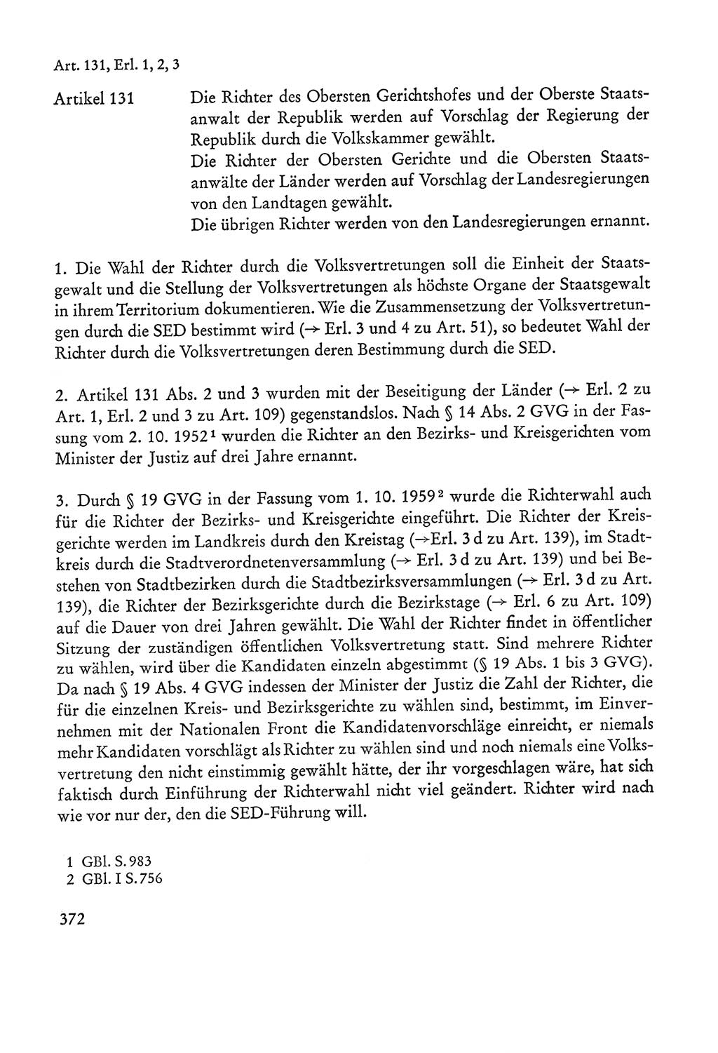 Verfassung der Sowjetischen Besatzungszone (SBZ) Deutschlands [Deutsche Demokratische Republik (DDR)], Text und Kommentar [Bundesrepublik Deutschland (BRD)] 1962, Seite 372 (Verf. SBZ Dtl. DDR Komm. BRD 1962, S. 372)