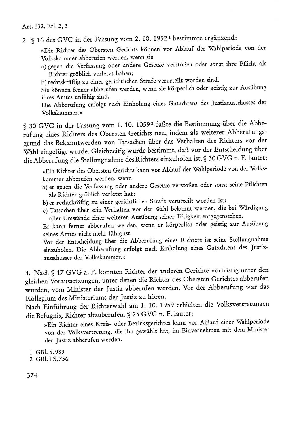 Verfassung der Sowjetischen Besatzungszone (SBZ) Deutschlands [Deutsche Demokratische Republik (DDR)], Text und Kommentar [Bundesrepublik Deutschland (BRD)] 1962, Seite 374 (Verf. SBZ Dtl. DDR Komm. BRD 1962, S. 374)