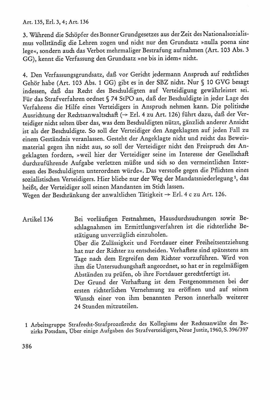 Verfassung der Sowjetischen Besatzungszone (SBZ) Deutschlands [Deutsche Demokratische Republik (DDR)], Text und Kommentar [Bundesrepublik Deutschland (BRD)] 1962, Seite 386 (Verf. SBZ Dtl. DDR Komm. BRD 1962, S. 386)