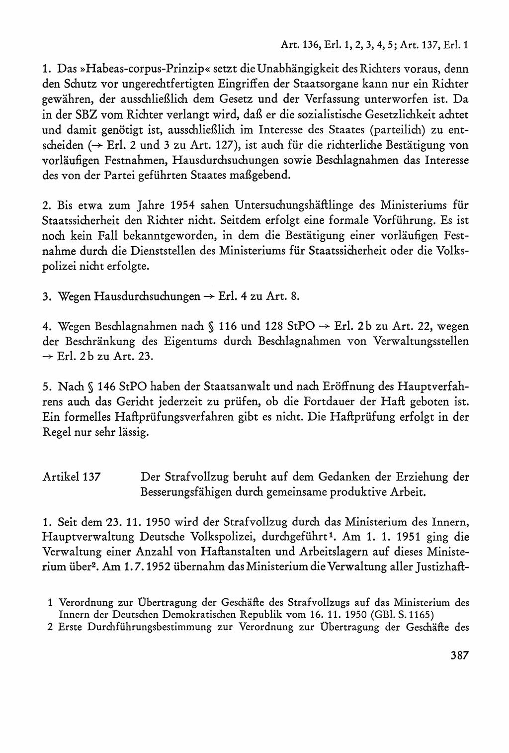 Verfassung der Sowjetischen Besatzungszone (SBZ) Deutschlands [Deutsche Demokratische Republik (DDR)], Text und Kommentar [Bundesrepublik Deutschland (BRD)] 1962, Seite 387 (Verf. SBZ Dtl. DDR Komm. BRD 1962, S. 387)