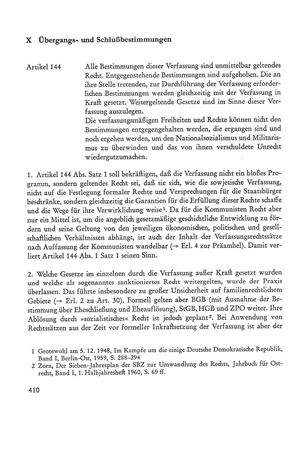 Verfassung der Sowjetischen Besatzungszone (SBZ) Deutschlands [Deutsche Demokratische Republik (DDR)], Text und Kommentar [Bundesrepublik Deutschland (BRD)] 1962, Seite 410 (Verf. SBZ Dtl. DDR Komm. BRD 1962, S. 410)