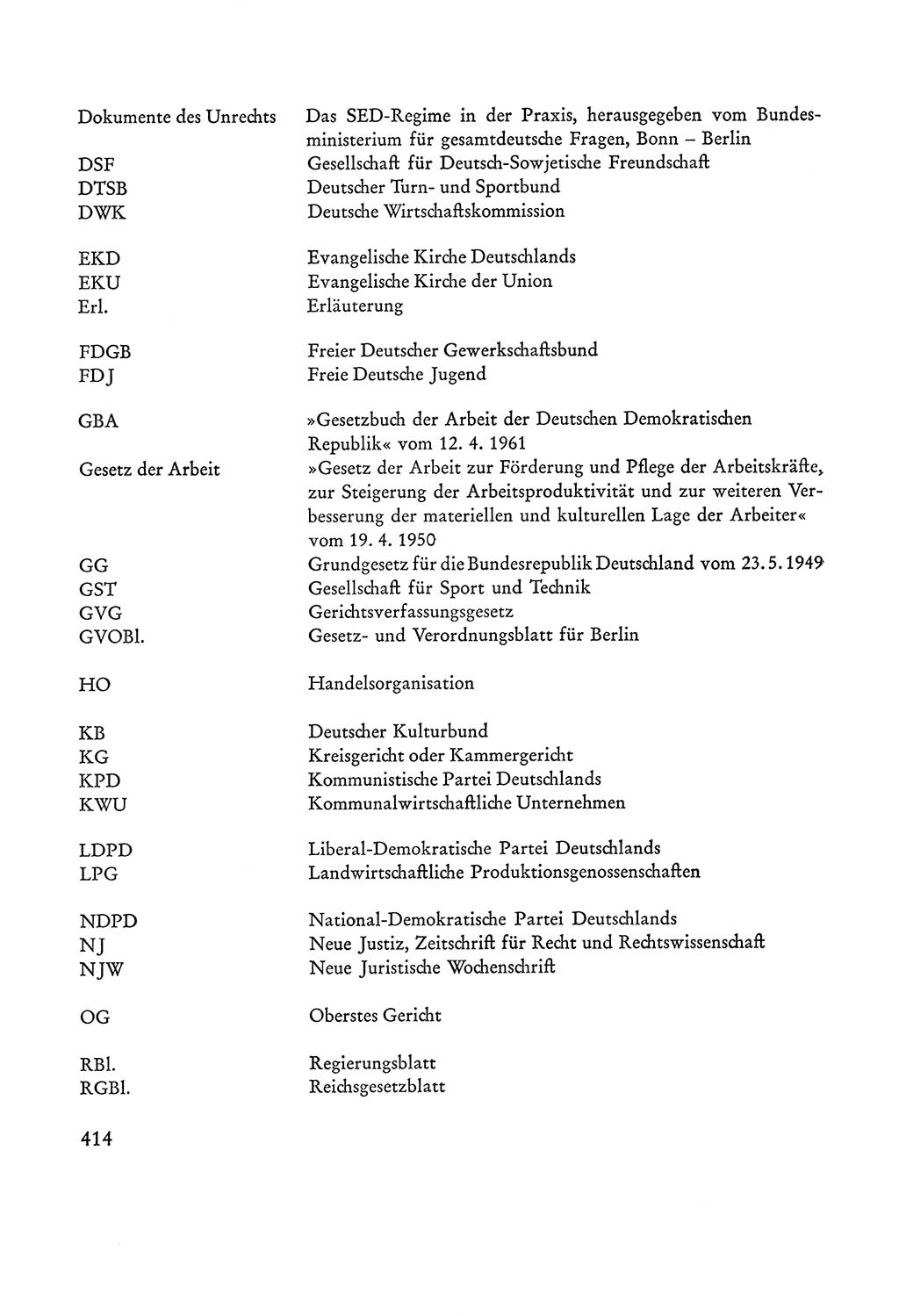 Verfassung der Sowjetischen Besatzungszone (SBZ) Deutschlands [Deutsche Demokratische Republik (DDR)], Text und Kommentar [Bundesrepublik Deutschland (BRD)] 1962, Seite 414 (Verf. SBZ Dtl. DDR Komm. BRD 1962, S. 414)