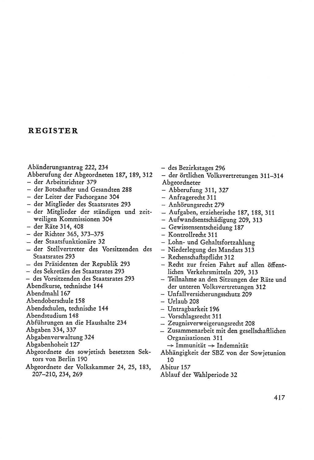 Verfassung der Sowjetischen Besatzungszone (SBZ) Deutschlands [Deutsche Demokratische Republik (DDR)], Text und Kommentar [Bundesrepublik Deutschland (BRD)] 1962, Seite 417 (Verf. SBZ Dtl. DDR Komm. BRD 1962, S. 417)