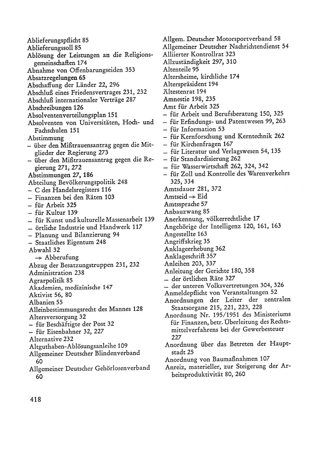 Verfassung der Sowjetischen Besatzungszone (SBZ) Deutschlands [Deutsche Demokratische Republik (DDR)], Text und Kommentar [Bundesrepublik Deutschland (BRD)] 1962, Seite 418 (Verf. SBZ Dtl. DDR Komm. BRD 1962, S. 418)