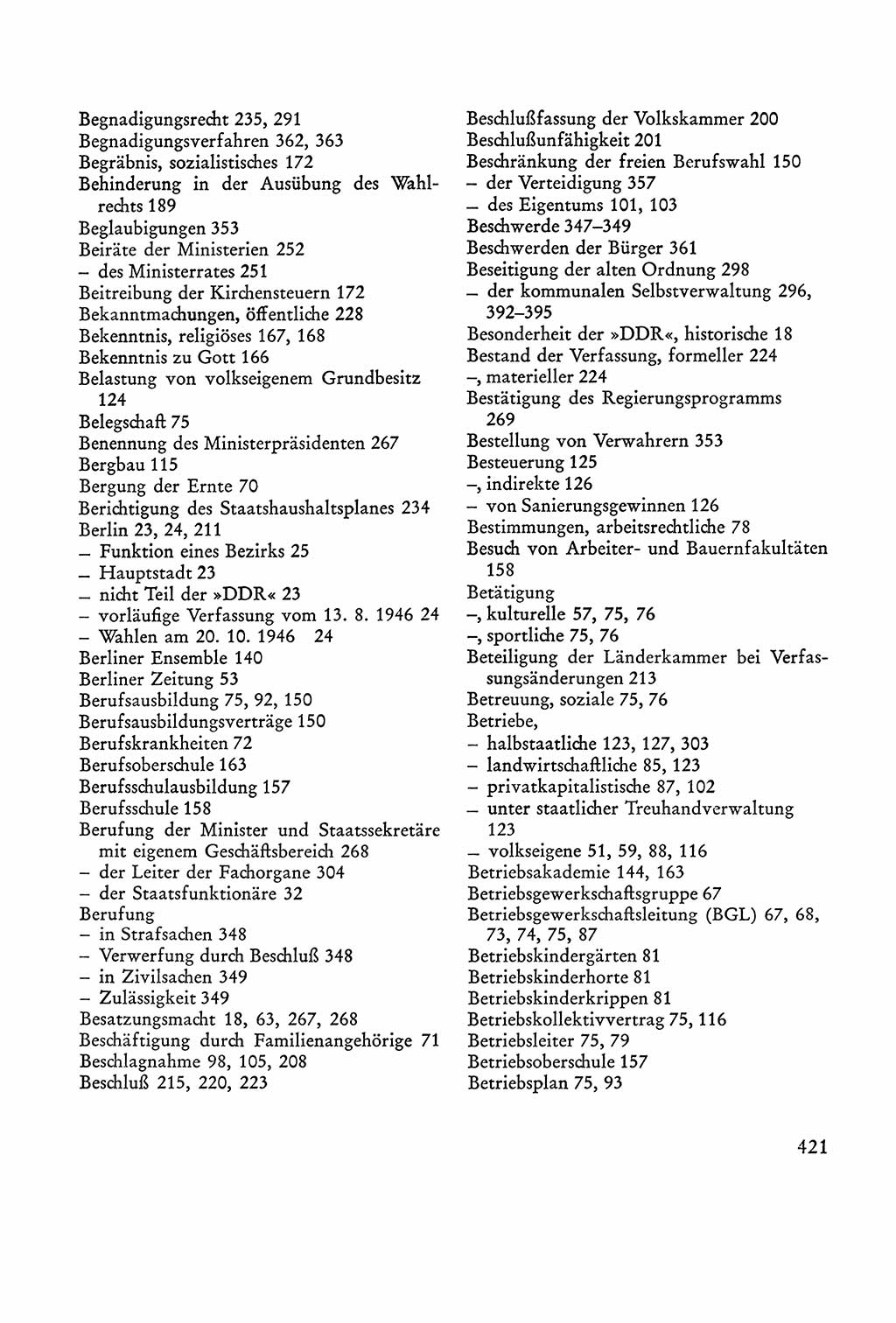 Verfassung der Sowjetischen Besatzungszone (SBZ) Deutschlands [Deutsche Demokratische Republik (DDR)], Text und Kommentar [Bundesrepublik Deutschland (BRD)] 1962, Seite 421 (Verf. SBZ Dtl. DDR Komm. BRD 1962, S. 421)