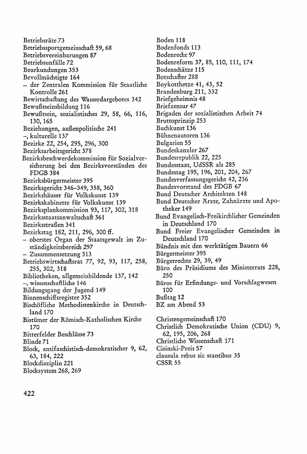 Verfassung der Sowjetischen Besatzungszone (SBZ) Deutschlands [Deutsche Demokratische Republik (DDR)], Text und Kommentar [Bundesrepublik Deutschland (BRD)] 1962, Seite 422 (Verf. SBZ Dtl. DDR Komm. BRD 1962, S. 422)