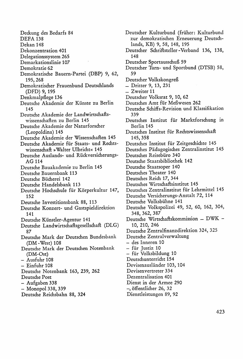 Verfassung der Sowjetischen Besatzungszone (SBZ) Deutschlands [Deutsche Demokratische Republik (DDR)], Text und Kommentar [Bundesrepublik Deutschland (BRD)] 1962, Seite 423 (Verf. SBZ Dtl. DDR Komm. BRD 1962, S. 423)