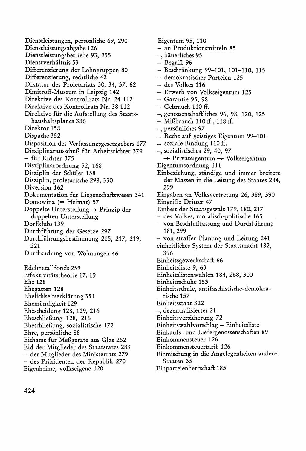 Verfassung der Sowjetischen Besatzungszone (SBZ) Deutschlands [Deutsche Demokratische Republik (DDR)], Text und Kommentar [Bundesrepublik Deutschland (BRD)] 1962, Seite 424 (Verf. SBZ Dtl. DDR Komm. BRD 1962, S. 424)