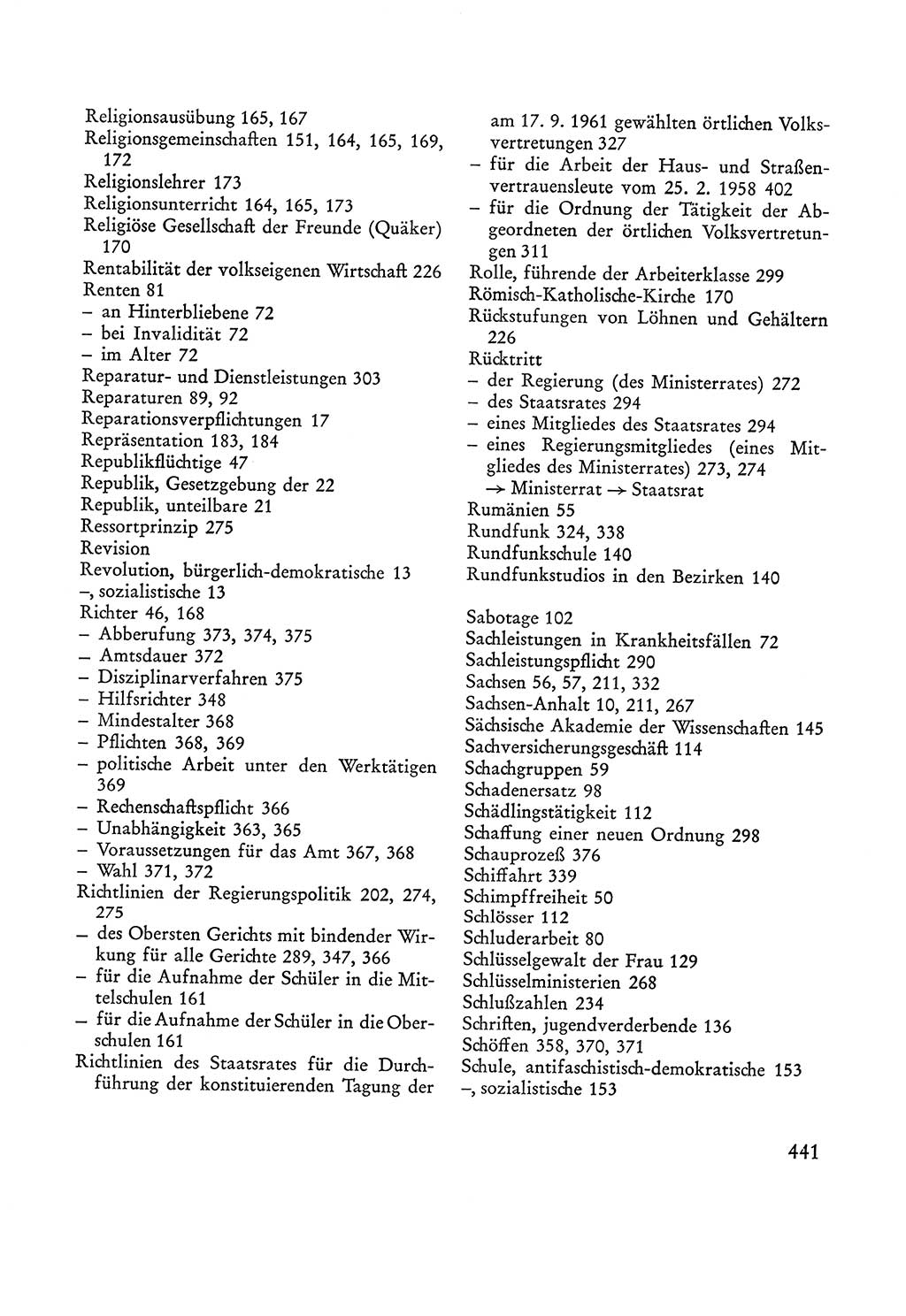 Verfassung der Sowjetischen Besatzungszone (SBZ) Deutschlands [Deutsche Demokratische Republik (DDR)], Text und Kommentar [Bundesrepublik Deutschland (BRD)] 1962, Seite 441 (Verf. SBZ Dtl. DDR Komm. BRD 1962, S. 441)
