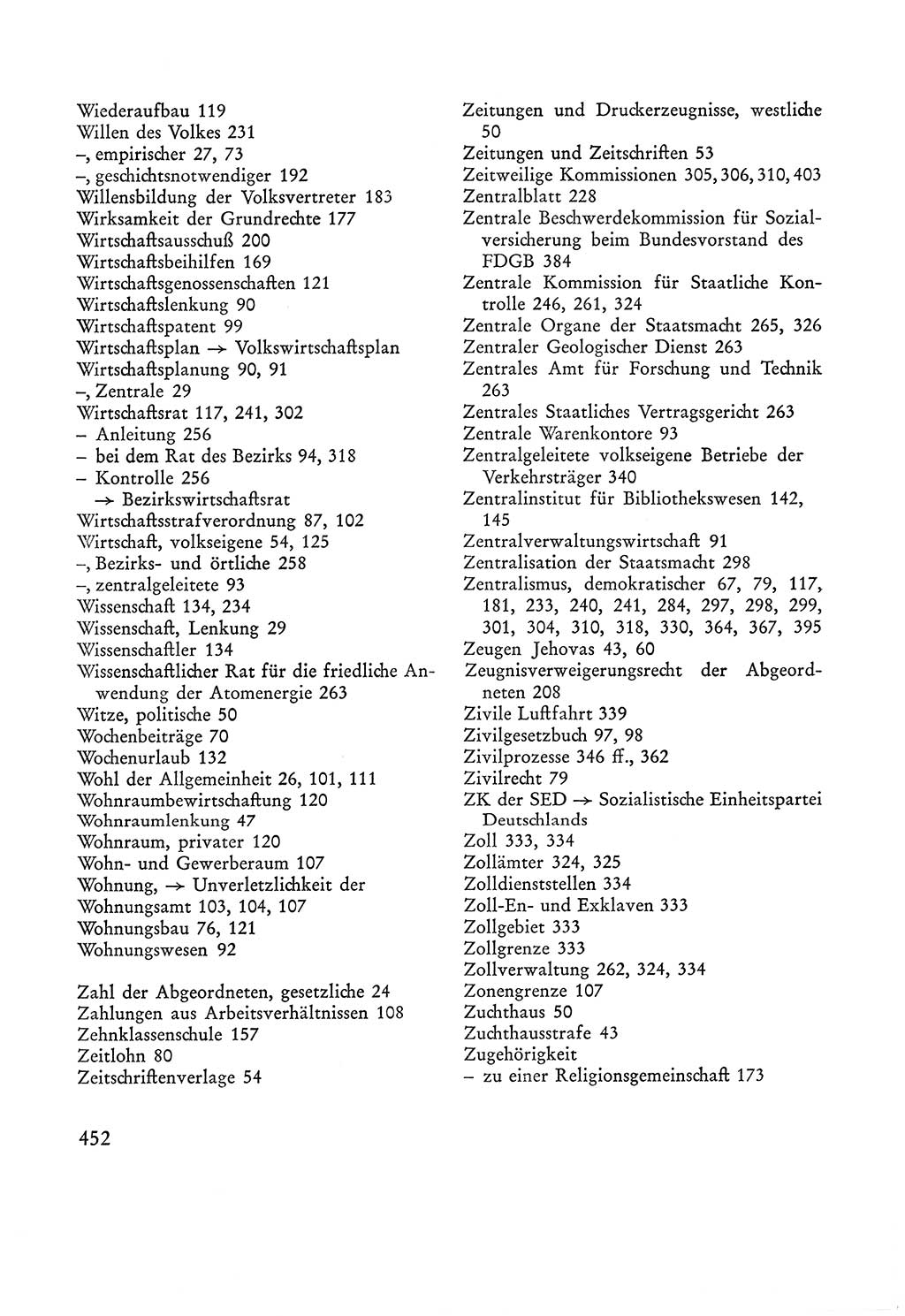 Verfassung der Sowjetischen Besatzungszone (SBZ) Deutschlands [Deutsche Demokratische Republik (DDR)], Text und Kommentar [Bundesrepublik Deutschland (BRD)] 1962, Seite 452 (Verf. SBZ Dtl. DDR Komm. BRD 1962, S. 452)