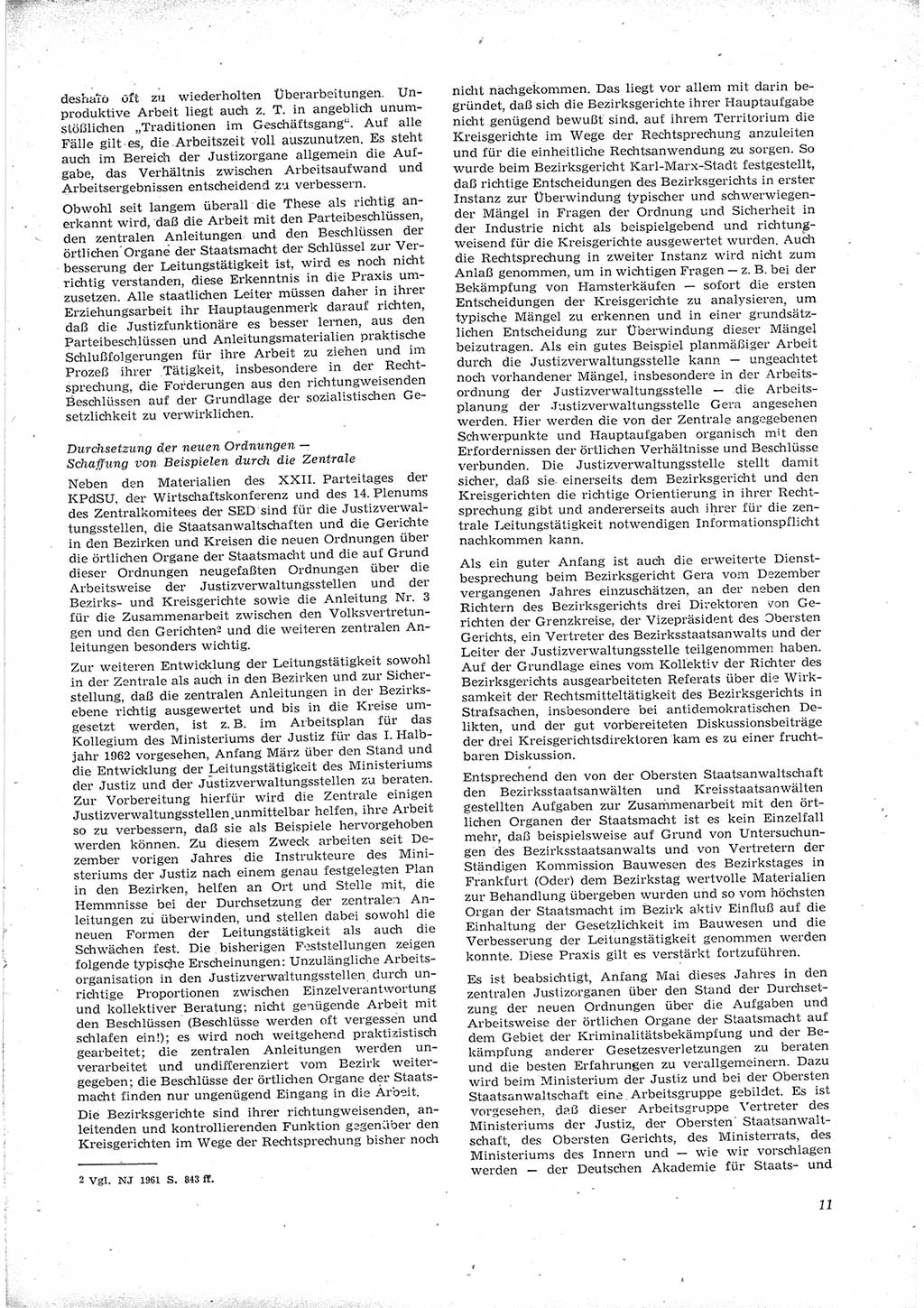 Neue Justiz (NJ), Zeitschrift für Recht und Rechtswissenschaft [Deutsche Demokratische Republik (DDR)], 16. Jahrgang 1962, Seite 11 (NJ DDR 1962, S. 11)