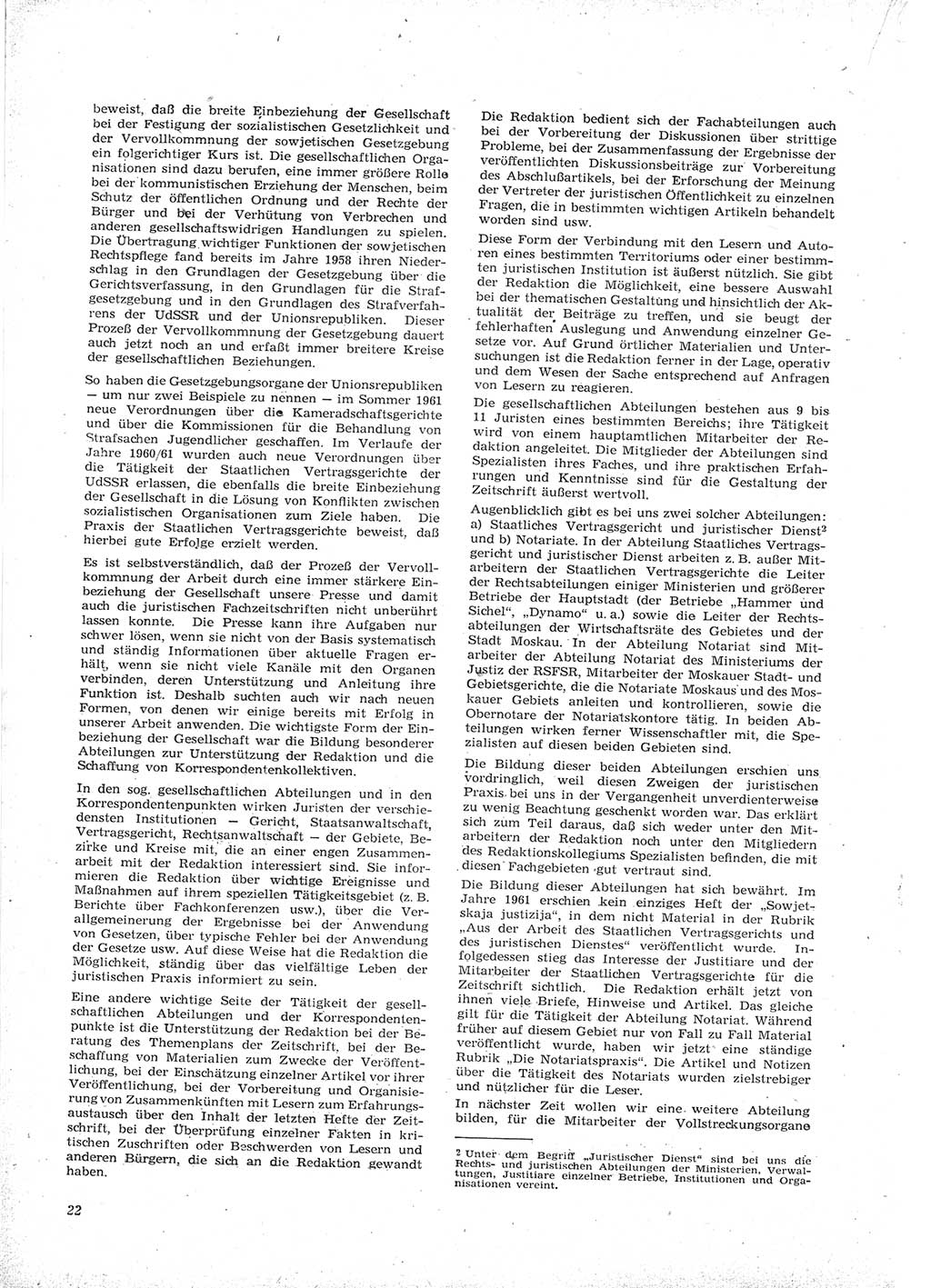 Neue Justiz (NJ), Zeitschrift für Recht und Rechtswissenschaft [Deutsche Demokratische Republik (DDR)], 16. Jahrgang 1962, Seite 22 (NJ DDR 1962, S. 22)