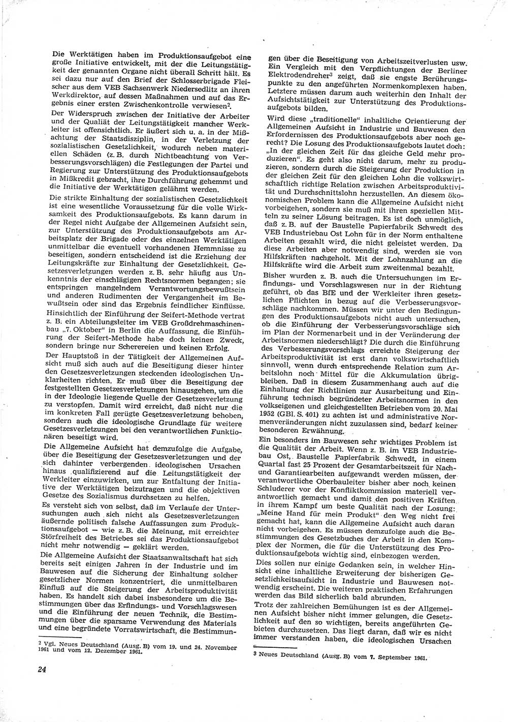 Neue Justiz (NJ), Zeitschrift für Recht und Rechtswissenschaft [Deutsche Demokratische Republik (DDR)], 16. Jahrgang 1962, Seite 24 (NJ DDR 1962, S. 24)