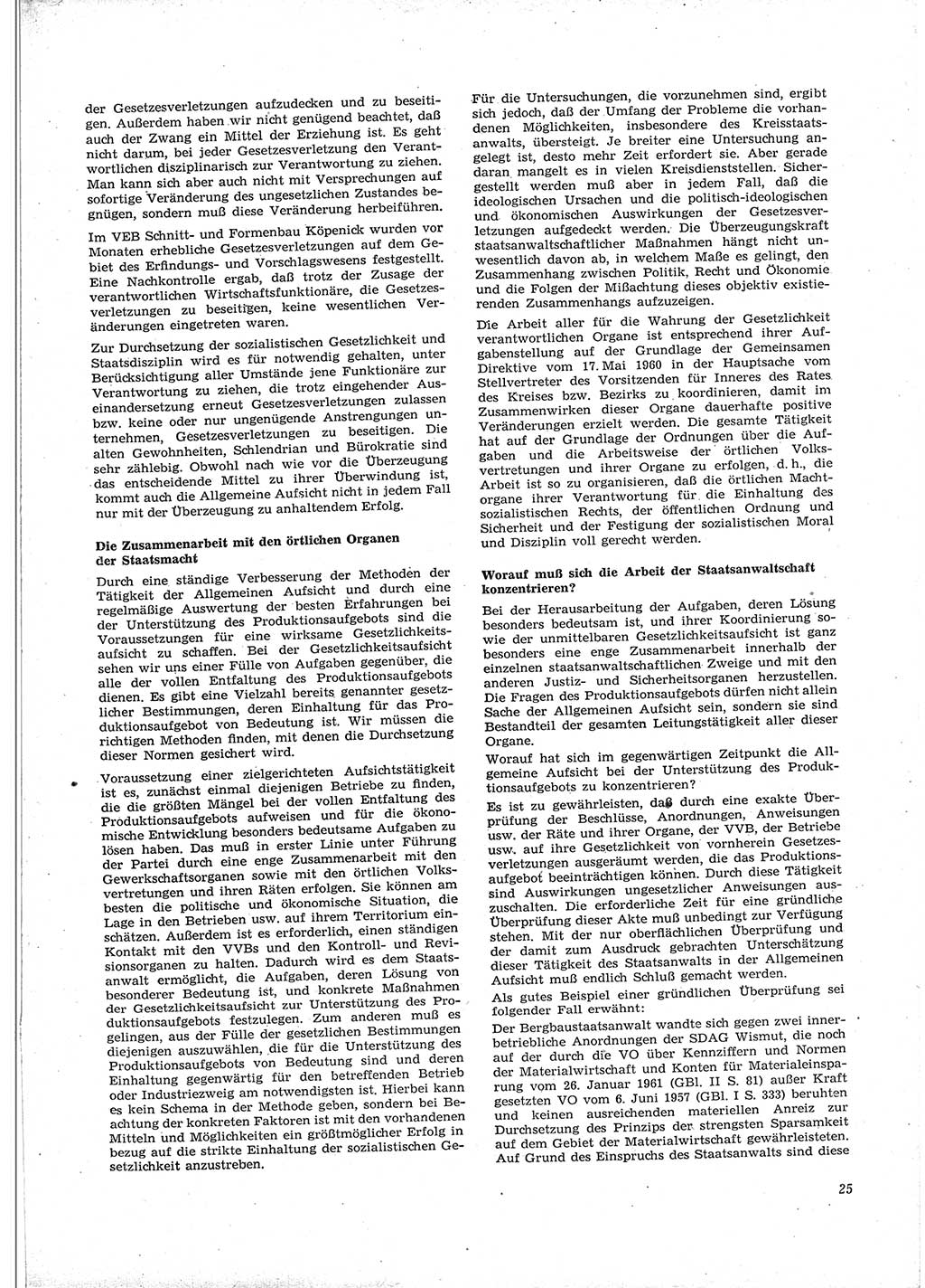 Neue Justiz (NJ), Zeitschrift für Recht und Rechtswissenschaft [Deutsche Demokratische Republik (DDR)], 16. Jahrgang 1962, Seite 25 (NJ DDR 1962, S. 25)