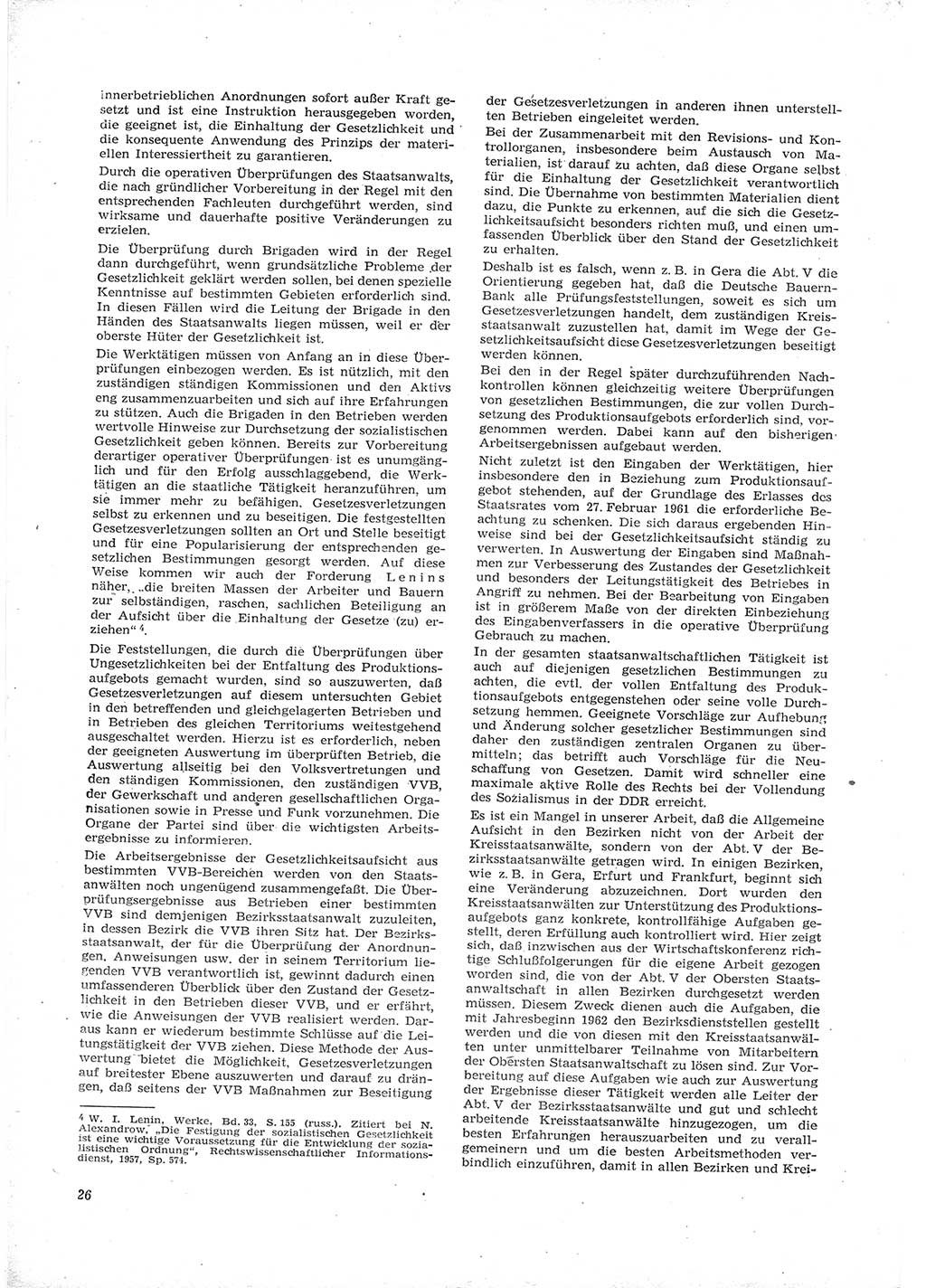 Neue Justiz (NJ), Zeitschrift für Recht und Rechtswissenschaft [Deutsche Demokratische Republik (DDR)], 16. Jahrgang 1962, Seite 26 (NJ DDR 1962, S. 26)