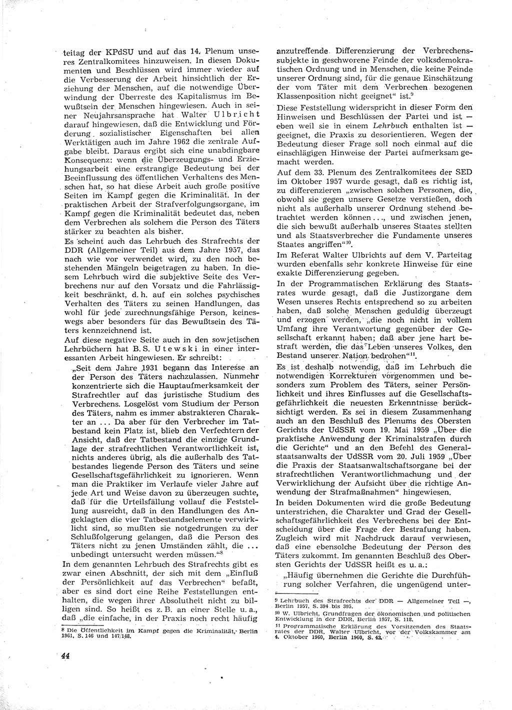 Neue Justiz (NJ), Zeitschrift für Recht und Rechtswissenschaft [Deutsche Demokratische Republik (DDR)], 16. Jahrgang 1962, Seite 44 (NJ DDR 1962, S. 44)