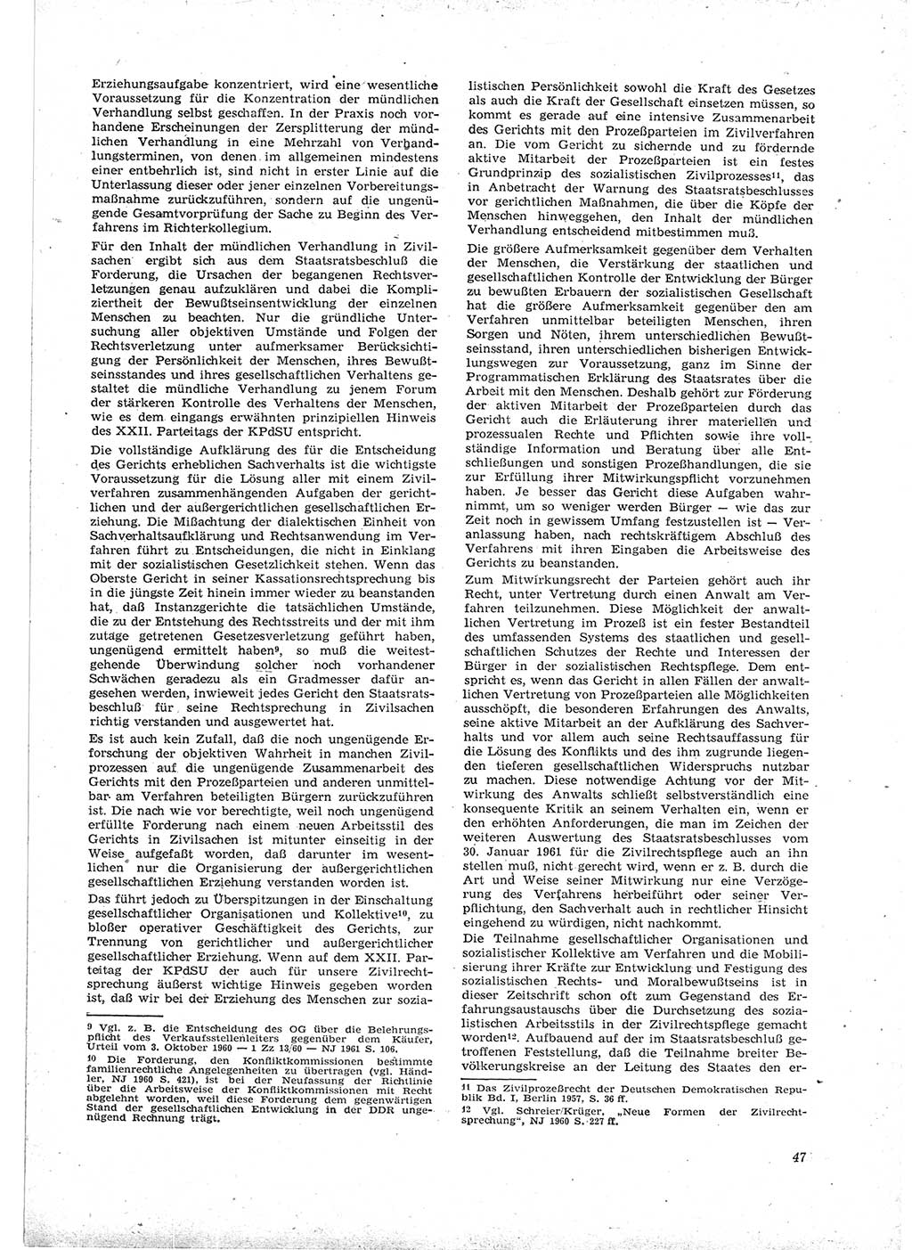 Neue Justiz (NJ), Zeitschrift für Recht und Rechtswissenschaft [Deutsche Demokratische Republik (DDR)], 16. Jahrgang 1962, Seite 47 (NJ DDR 1962, S. 47)