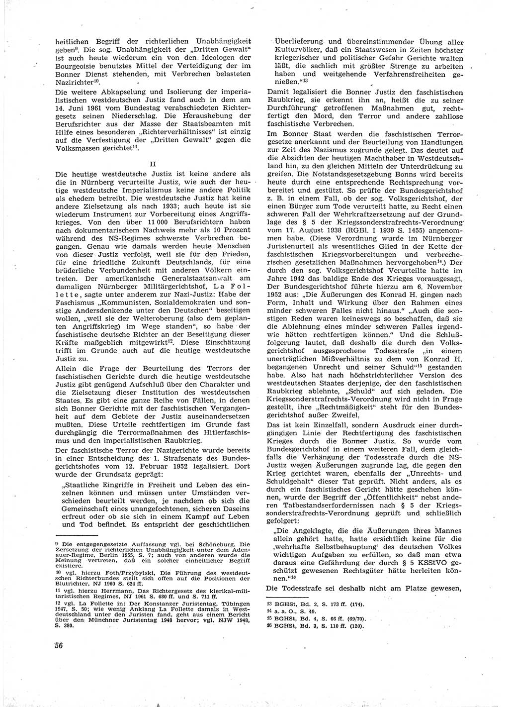 Neue Justiz (NJ), Zeitschrift für Recht und Rechtswissenschaft [Deutsche Demokratische Republik (DDR)], 16. Jahrgang 1962, Seite 56 (NJ DDR 1962, S. 56)