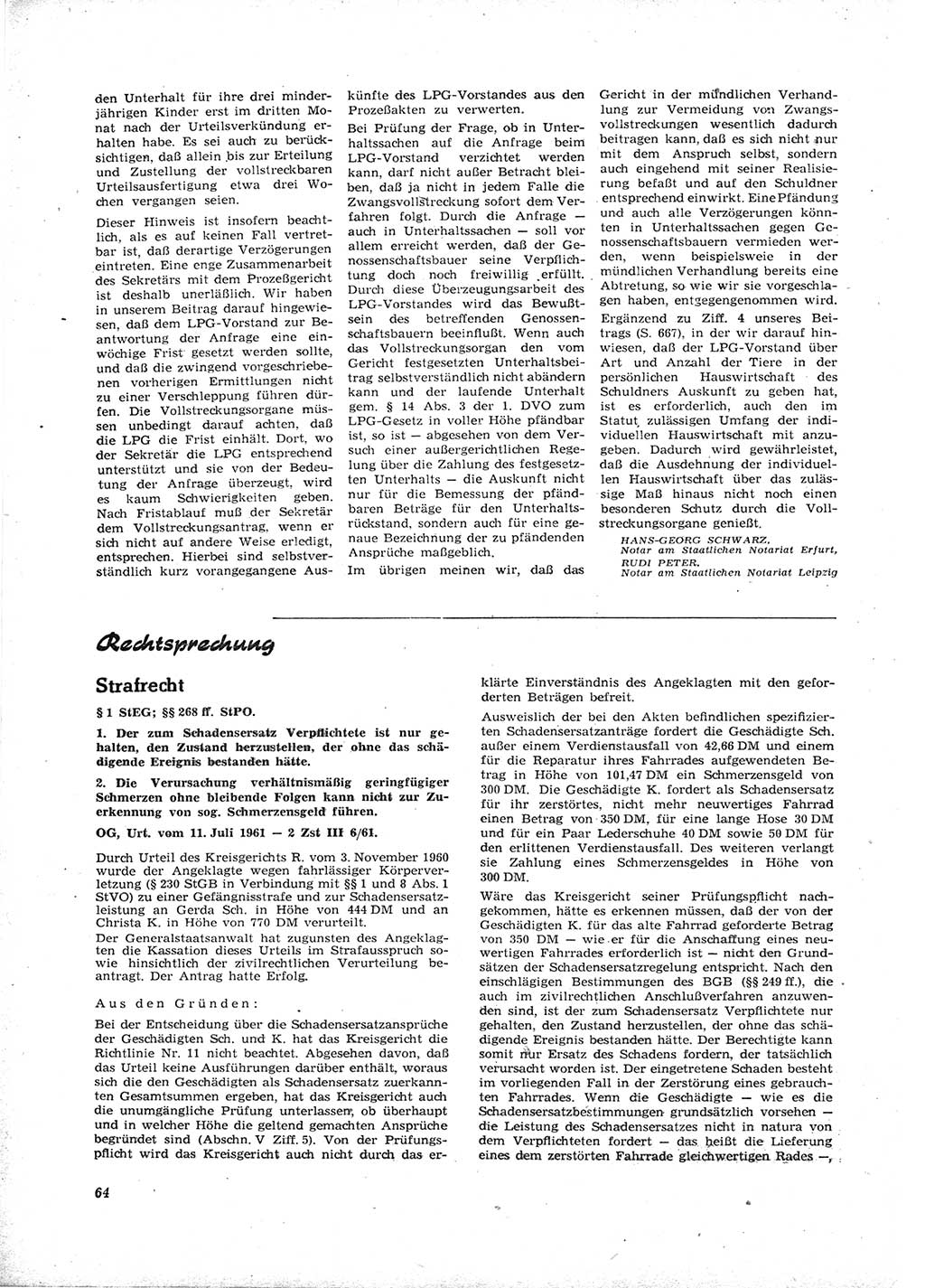 Neue Justiz (NJ), Zeitschrift für Recht und Rechtswissenschaft [Deutsche Demokratische Republik (DDR)], 16. Jahrgang 1962, Seite 64 (NJ DDR 1962, S. 64)