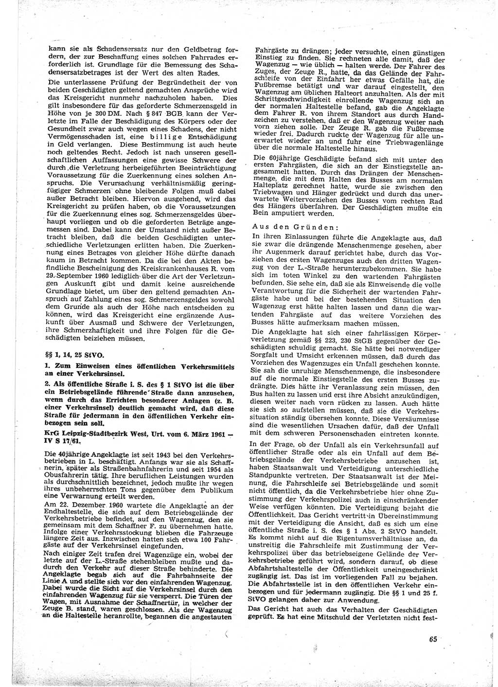 Neue Justiz (NJ), Zeitschrift für Recht und Rechtswissenschaft [Deutsche Demokratische Republik (DDR)], 16. Jahrgang 1962, Seite 65 (NJ DDR 1962, S. 65)