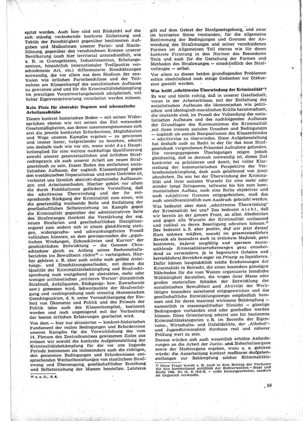 Neue Justiz (NJ), Zeitschrift für Recht und Rechtswissenschaft [Deutsche Demokratische Republik (DDR)], 16. Jahrgang 1962, Seite 89 (NJ DDR 1962, S. 89)