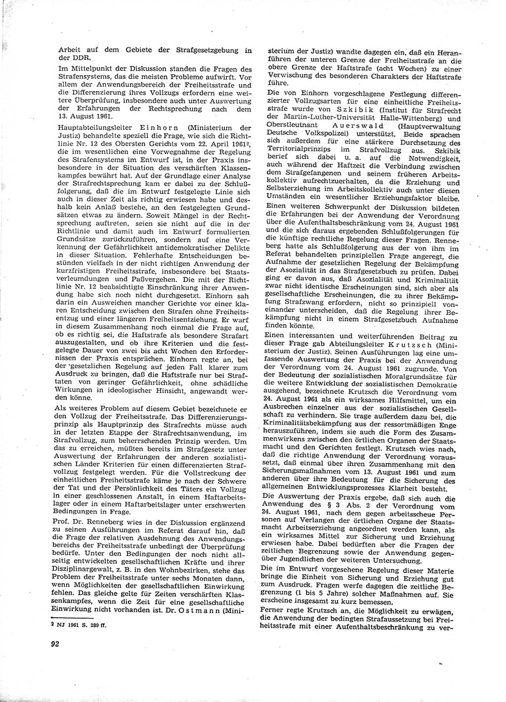 Neue Justiz (NJ), Zeitschrift für Recht und Rechtswissenschaft [Deutsche Demokratische Republik (DDR)], 16. Jahrgang 1962, Seite 92 (NJ DDR 1962, S. 92)