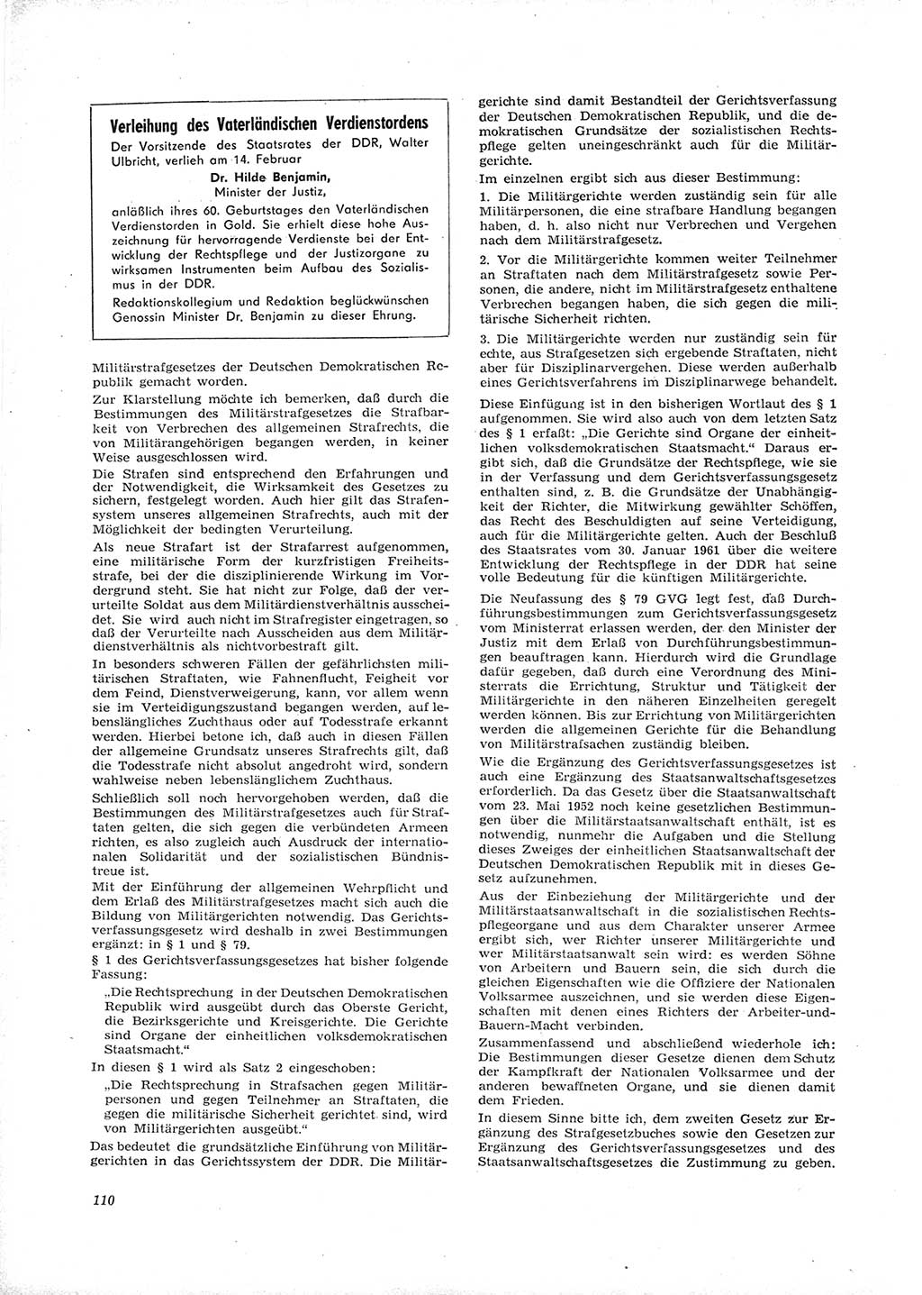 Neue Justiz (NJ), Zeitschrift für Recht und Rechtswissenschaft [Deutsche Demokratische Republik (DDR)], 16. Jahrgang 1962, Seite 110 (NJ DDR 1962, S. 110)