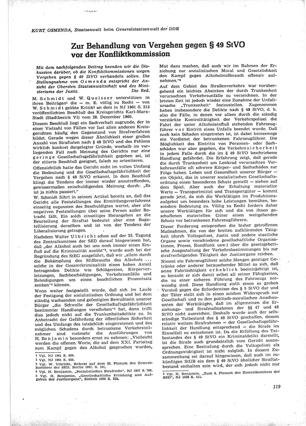 Neue Justiz (NJ), Zeitschrift für Recht und Rechtswissenschaft [Deutsche Demokratische Republik (DDR)], 16. Jahrgang 1962, Seite 119 (NJ DDR 1962, S. 119)