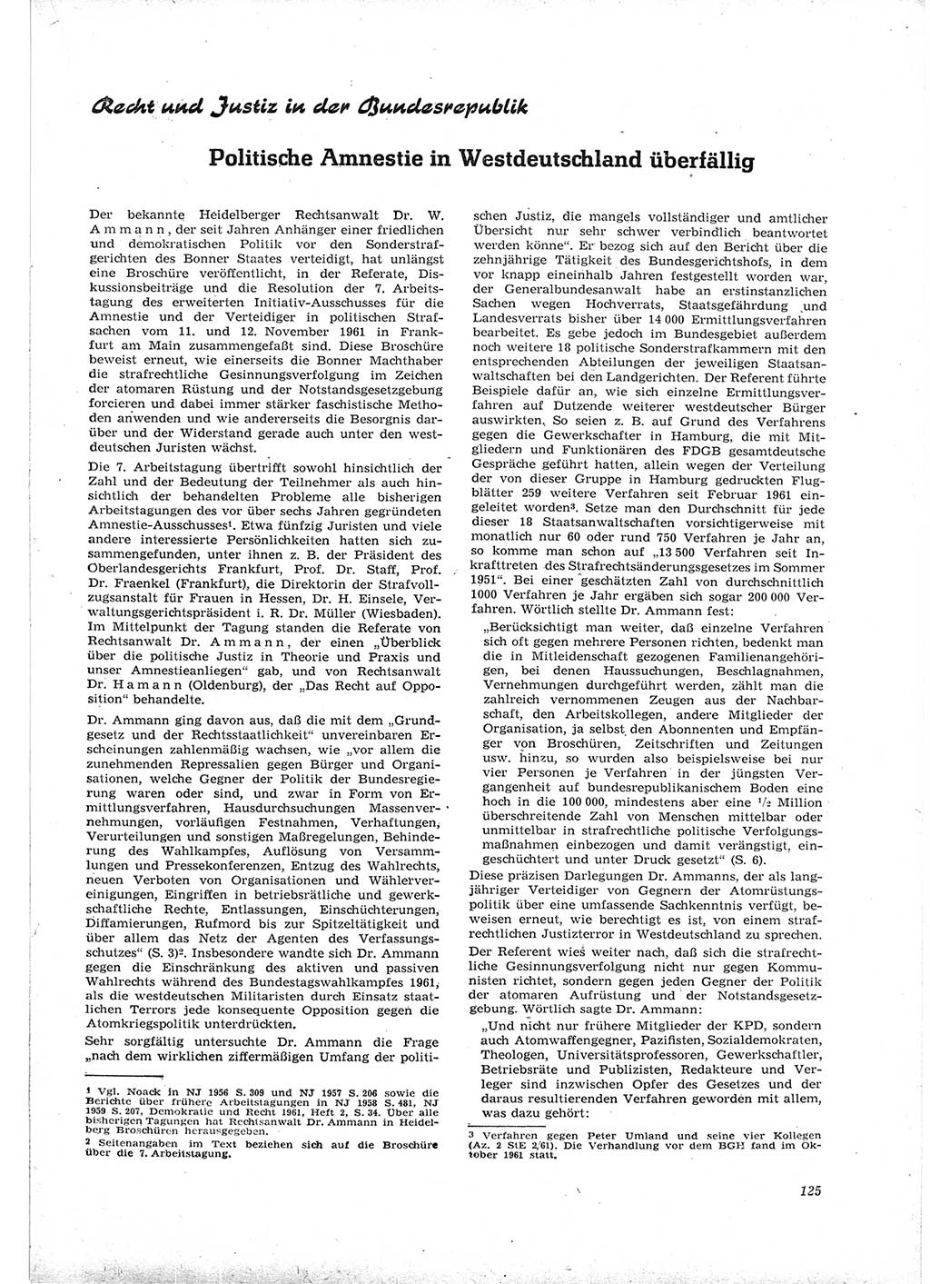 Neue Justiz (NJ), Zeitschrift für Recht und Rechtswissenschaft [Deutsche Demokratische Republik (DDR)], 16. Jahrgang 1962, Seite 125 (NJ DDR 1962, S. 125)