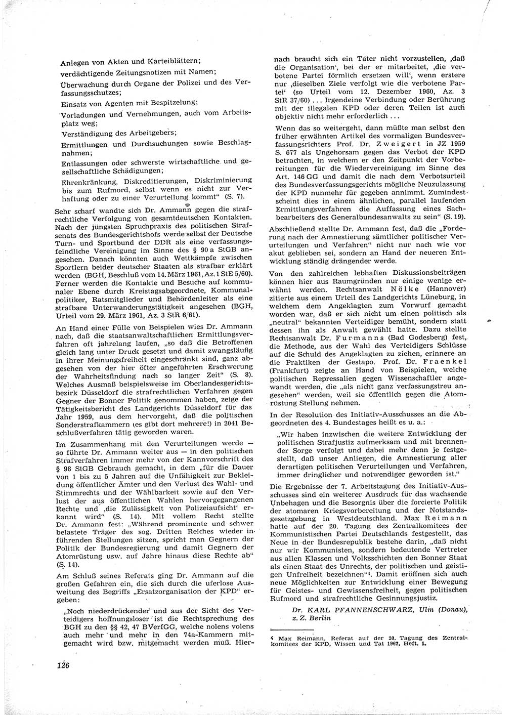 Neue Justiz (NJ), Zeitschrift für Recht und Rechtswissenschaft [Deutsche Demokratische Republik (DDR)], 16. Jahrgang 1962, Seite 126 (NJ DDR 1962, S. 126)