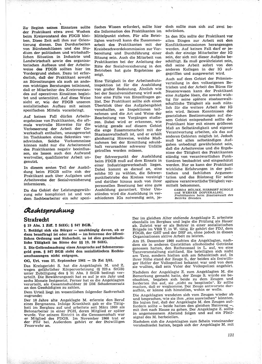 Neue Justiz (NJ), Zeitschrift für Recht und Rechtswissenschaft [Deutsche Demokratische Republik (DDR)], 16. Jahrgang 1962, Seite 131 (NJ DDR 1962, S. 131)