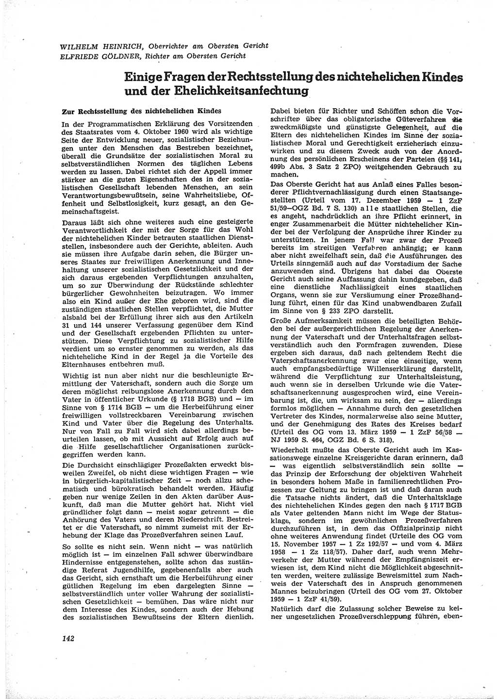 Neue Justiz (NJ), Zeitschrift für Recht und Rechtswissenschaft [Deutsche Demokratische Republik (DDR)], 16. Jahrgang 1962, Seite 142 (NJ DDR 1962, S. 142)