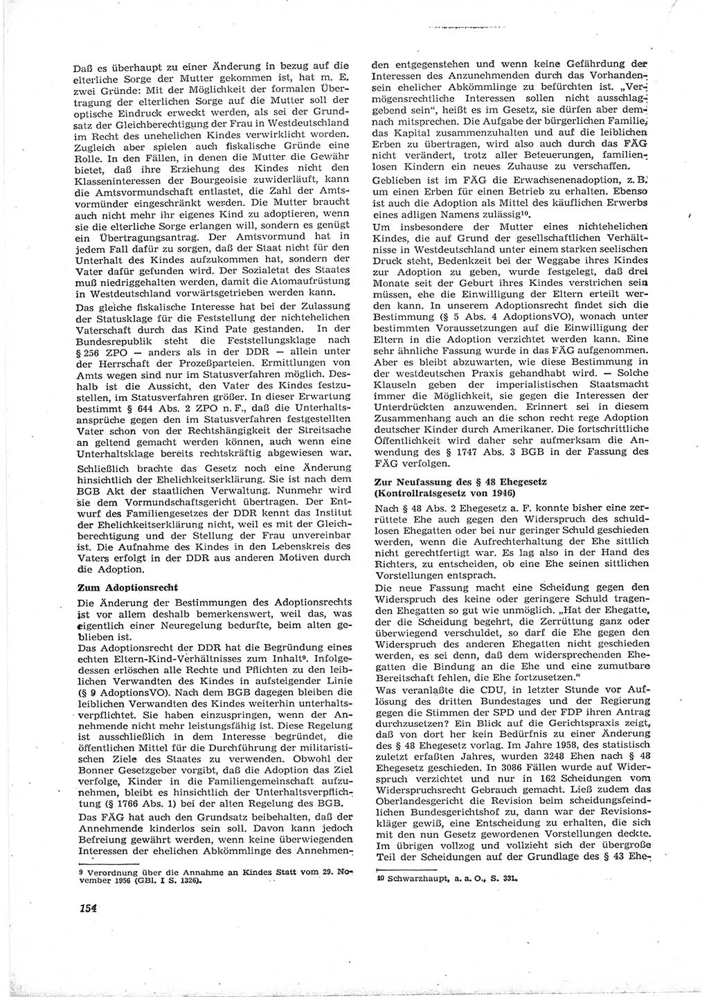 Neue Justiz (NJ), Zeitschrift für Recht und Rechtswissenschaft [Deutsche Demokratische Republik (DDR)], 16. Jahrgang 1962, Seite 154 (NJ DDR 1962, S. 154)