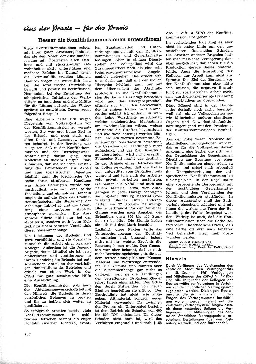 Neue Justiz (NJ), Zeitschrift für Recht und Rechtswissenschaft [Deutsche Demokratische Republik (DDR)], 16. Jahrgang 1962, Seite 158 (NJ DDR 1962, S. 158)