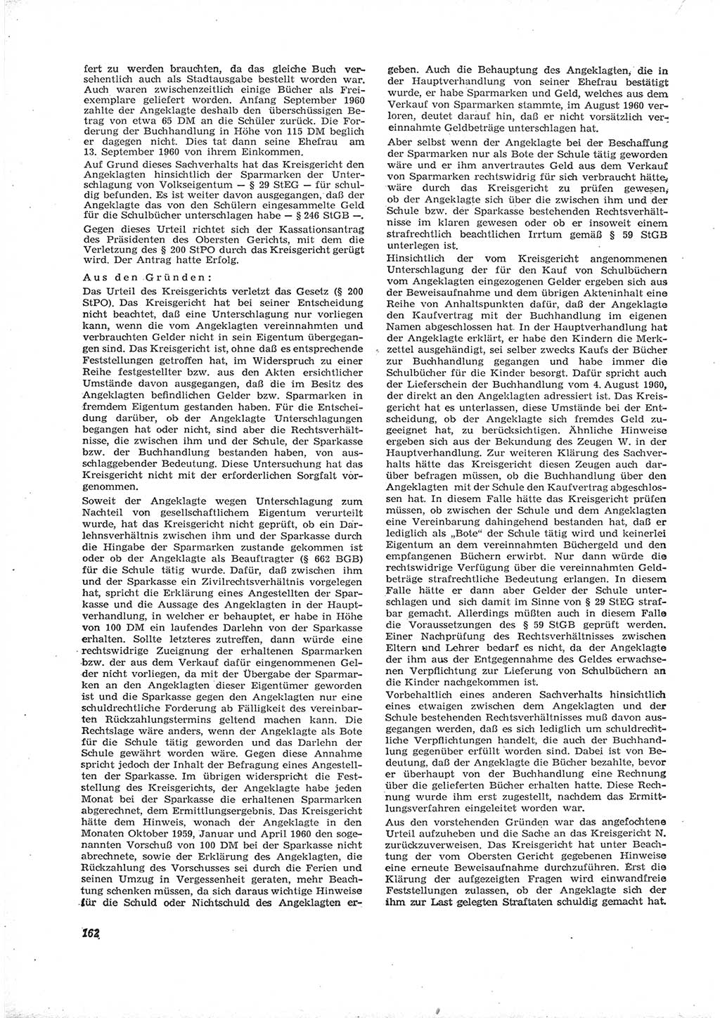 Neue Justiz (NJ), Zeitschrift für Recht und Rechtswissenschaft [Deutsche Demokratische Republik (DDR)], 16. Jahrgang 1962, Seite 162 (NJ DDR 1962, S. 162)