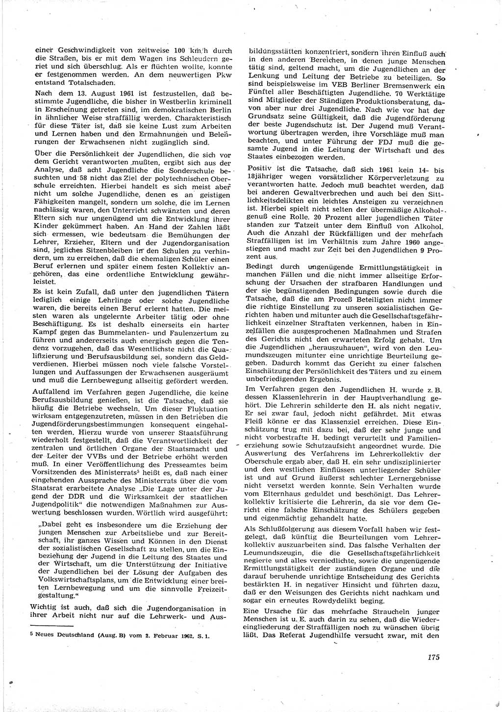 Neue Justiz (NJ), Zeitschrift für Recht und Rechtswissenschaft [Deutsche Demokratische Republik (DDR)], 16. Jahrgang 1962, Seite 175 (NJ DDR 1962, S. 175)