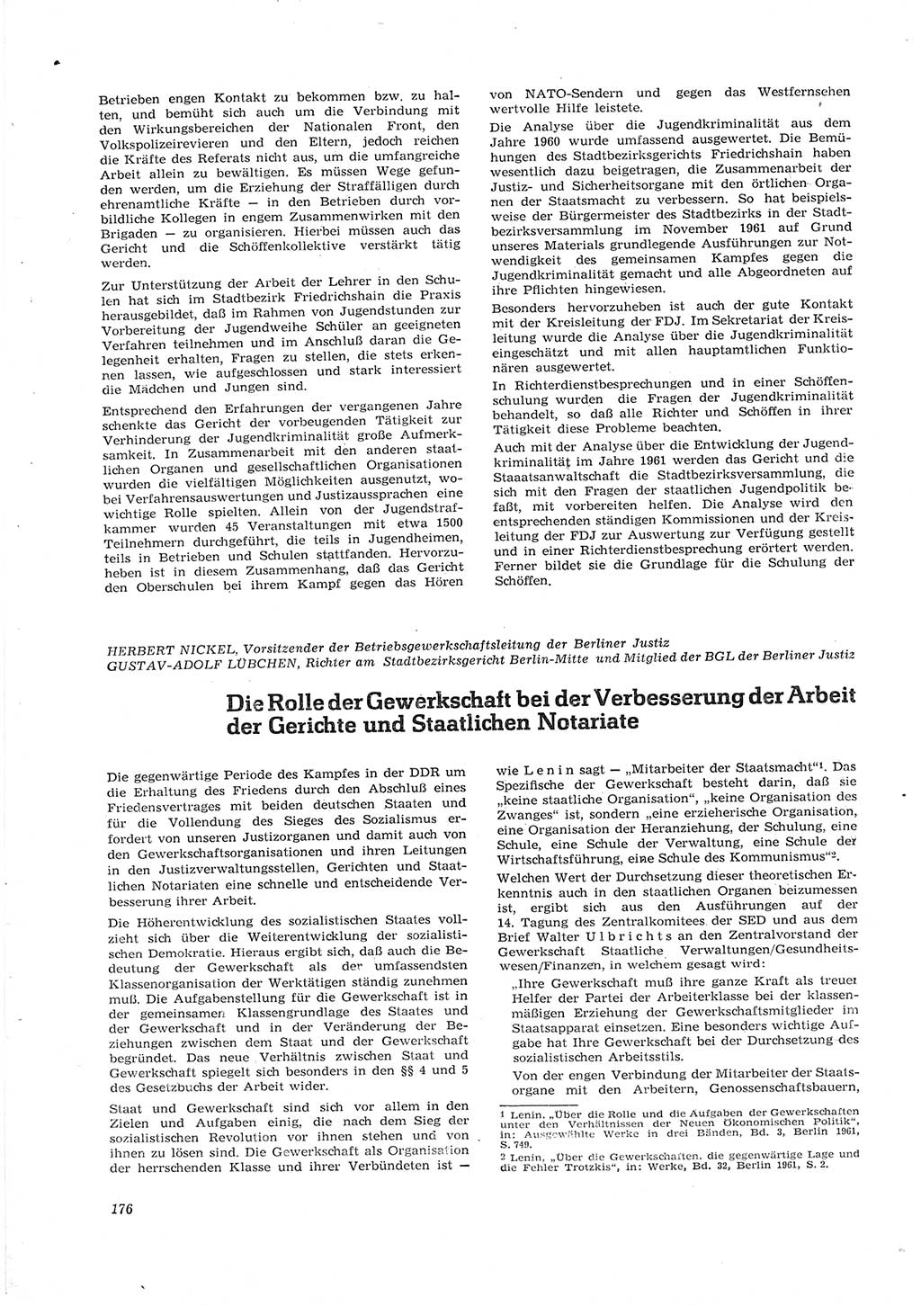 Neue Justiz (NJ), Zeitschrift für Recht und Rechtswissenschaft [Deutsche Demokratische Republik (DDR)], 16. Jahrgang 1962, Seite 176 (NJ DDR 1962, S. 176)