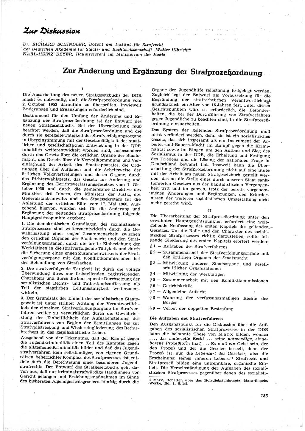 Neue Justiz (NJ), Zeitschrift für Recht und Rechtswissenschaft [Deutsche Demokratische Republik (DDR)], 16. Jahrgang 1962, Seite 183 (NJ DDR 1962, S. 183)
