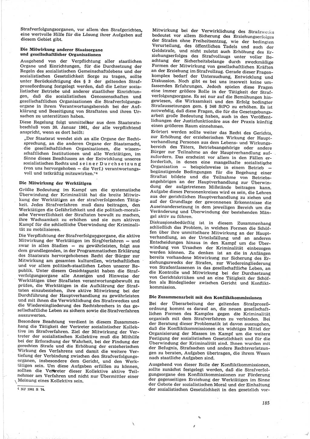 Neue Justiz (NJ), Zeitschrift für Recht und Rechtswissenschaft [Deutsche Demokratische Republik (DDR)], 16. Jahrgang 1962, Seite 185 (NJ DDR 1962, S. 185)