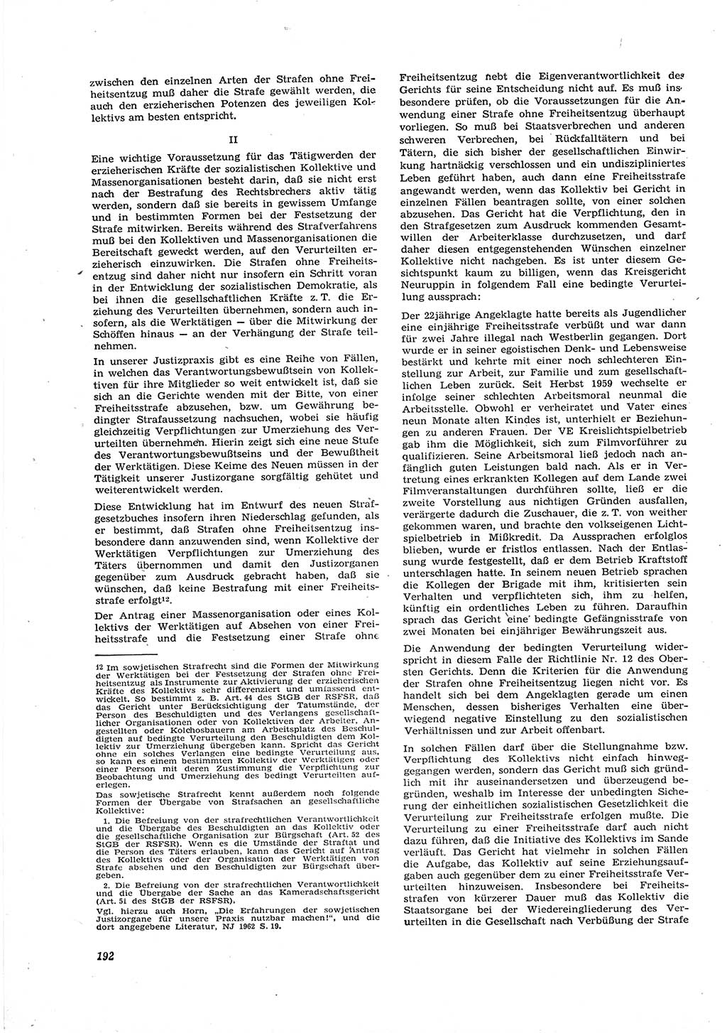 Neue Justiz (NJ), Zeitschrift für Recht und Rechtswissenschaft [Deutsche Demokratische Republik (DDR)], 16. Jahrgang 1962, Seite 192 (NJ DDR 1962, S. 192)