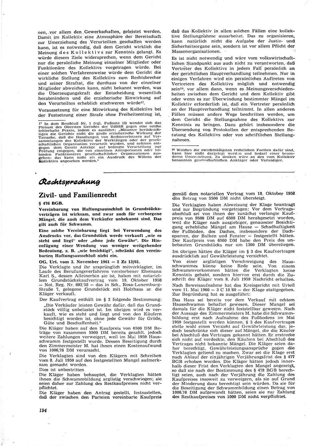 Neue Justiz (NJ), Zeitschrift für Recht und Rechtswissenschaft [Deutsche Demokratische Republik (DDR)], 16. Jahrgang 1962, Seite 194 (NJ DDR 1962, S. 194)