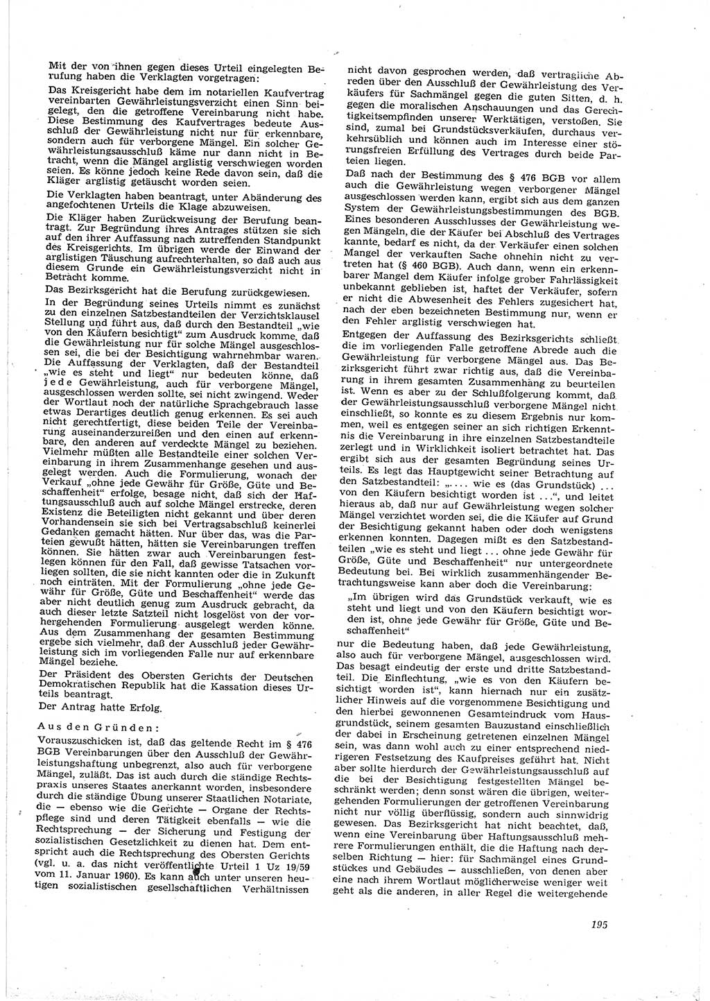 Neue Justiz (NJ), Zeitschrift für Recht und Rechtswissenschaft [Deutsche Demokratische Republik (DDR)], 16. Jahrgang 1962, Seite 195 (NJ DDR 1962, S. 195)