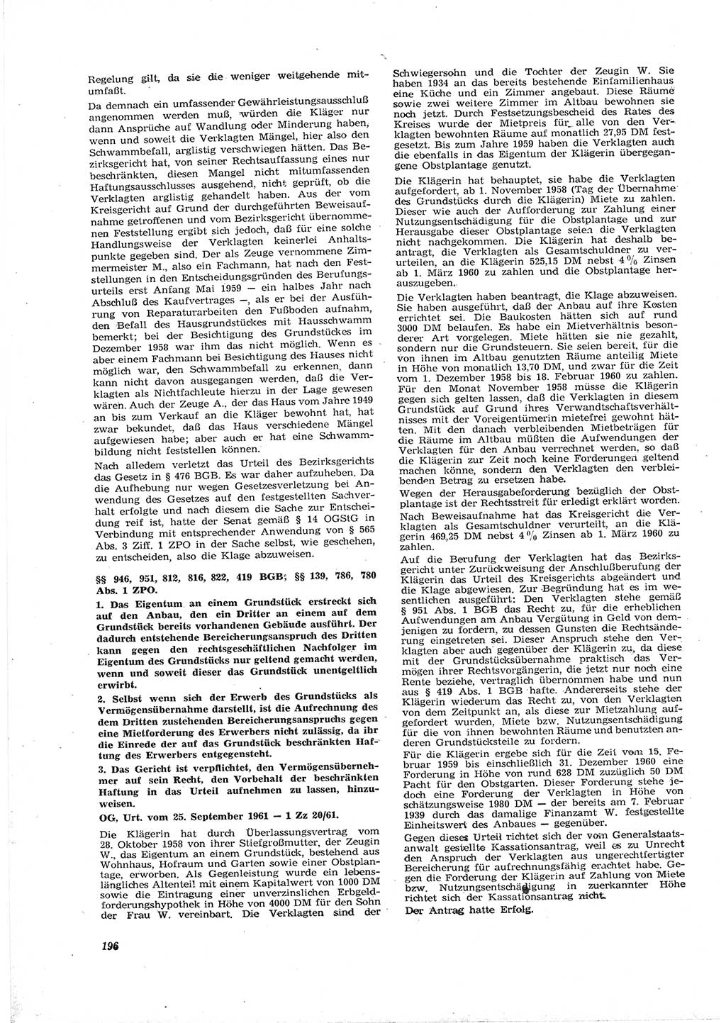 Neue Justiz (NJ), Zeitschrift für Recht und Rechtswissenschaft [Deutsche Demokratische Republik (DDR)], 16. Jahrgang 1962, Seite 196 (NJ DDR 1962, S. 196)